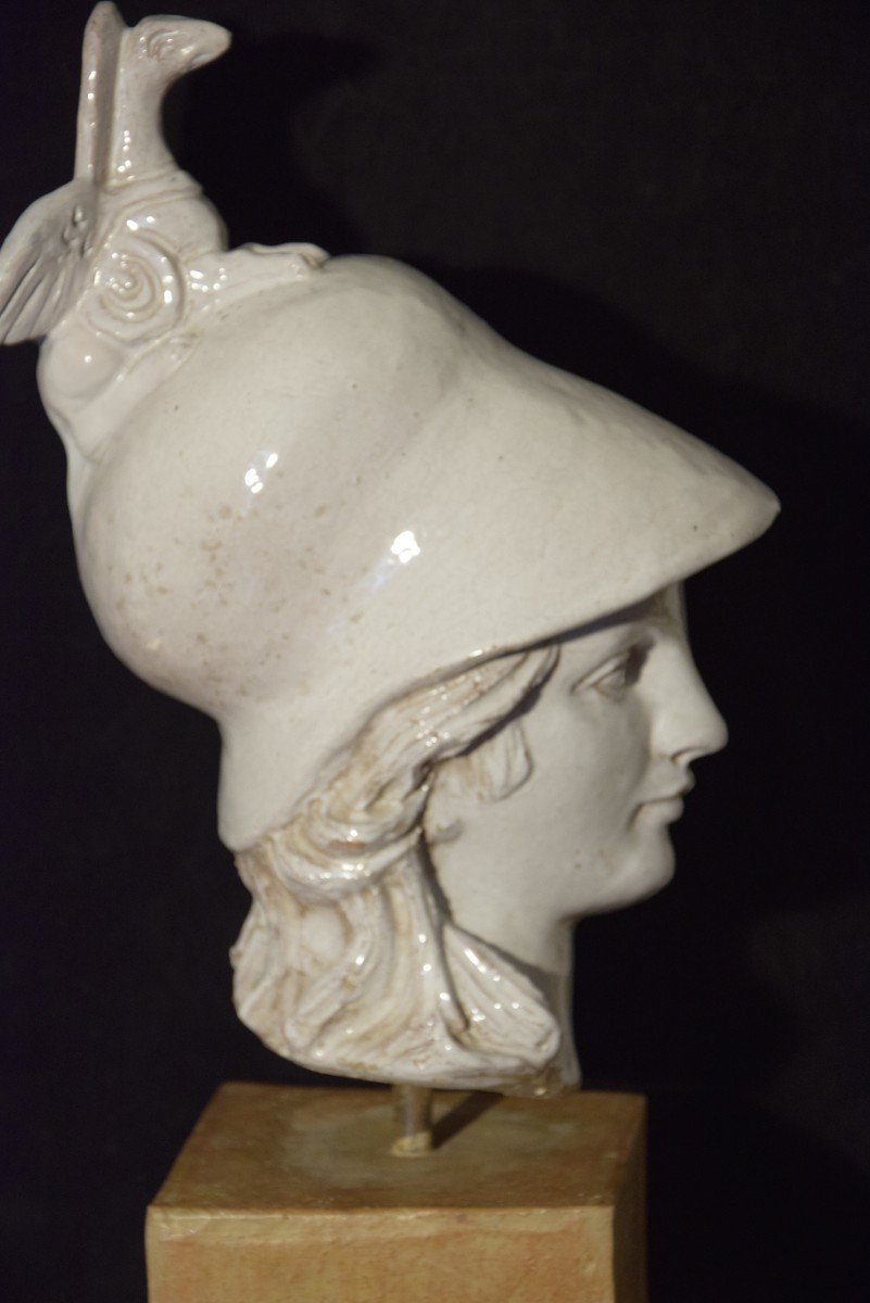 The Goddess Athena, Sculpture In Glazed Terracotta-photo-5