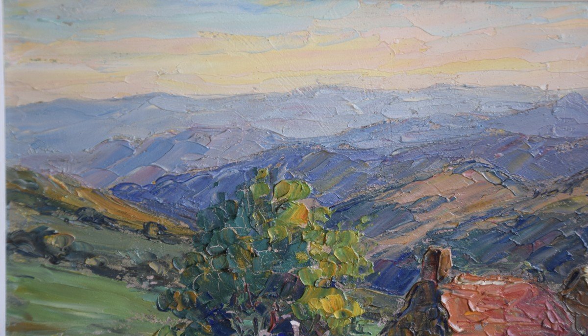 Victor Guguen  (1882-1969) "paysage provençal " Huile sur panneau-photo-3