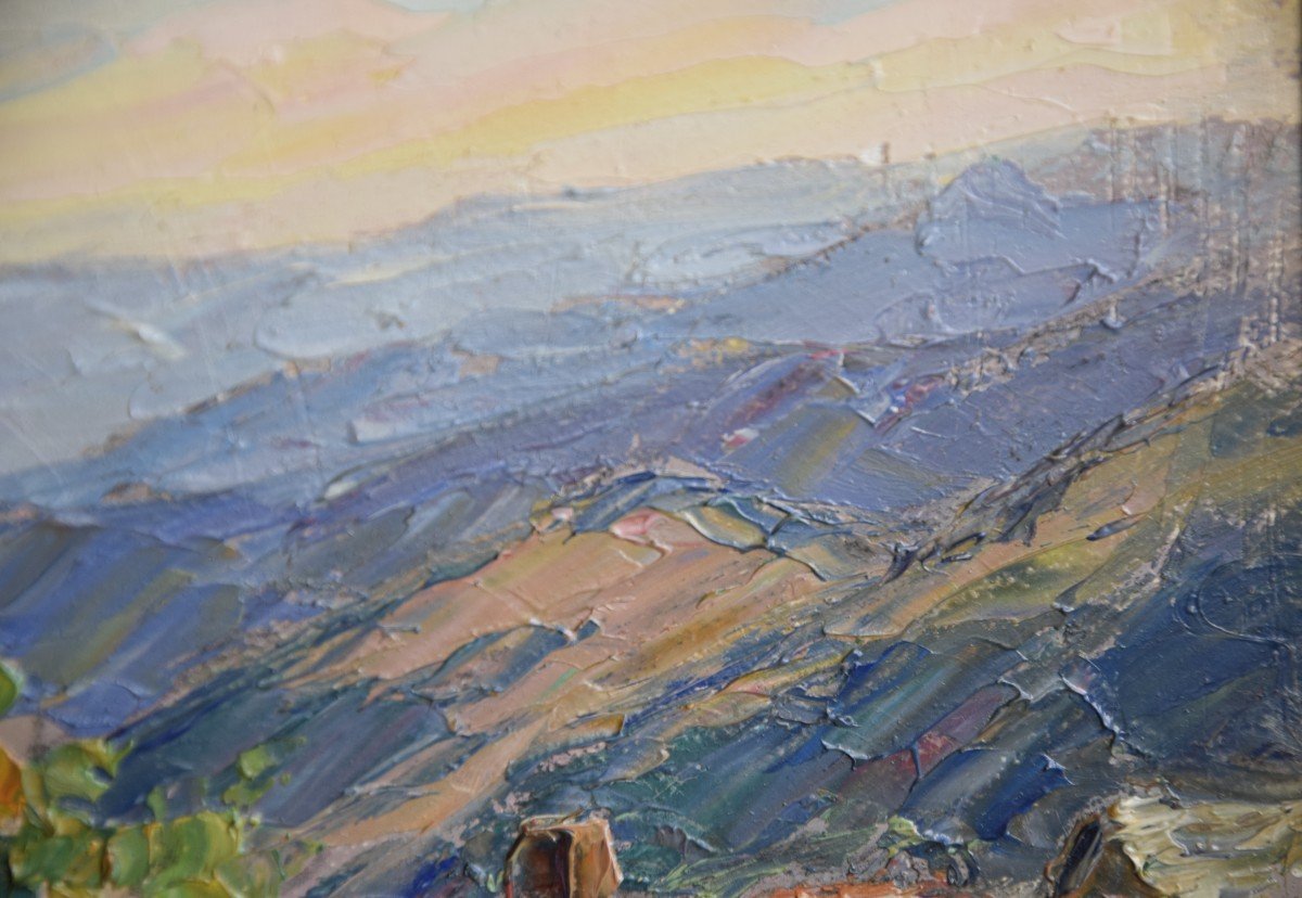Victor Guguen  (1882-1969) "paysage provençal " Huile sur panneau-photo-4