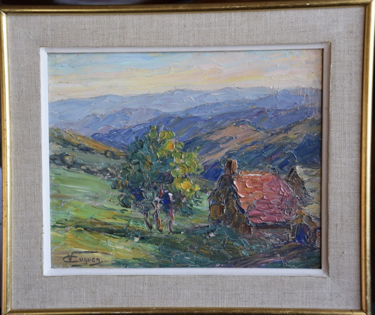 Victor Guguen  (1882-1969) "paysage provençal " Huile sur panneau