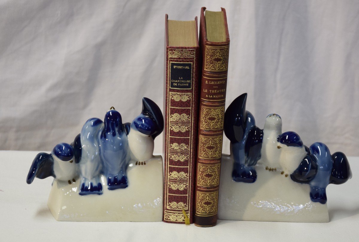 Camille  Tharaud  paire de serre-livres aux oiseaux ,porcelaine de Limoges ,Art Déco-photo-6