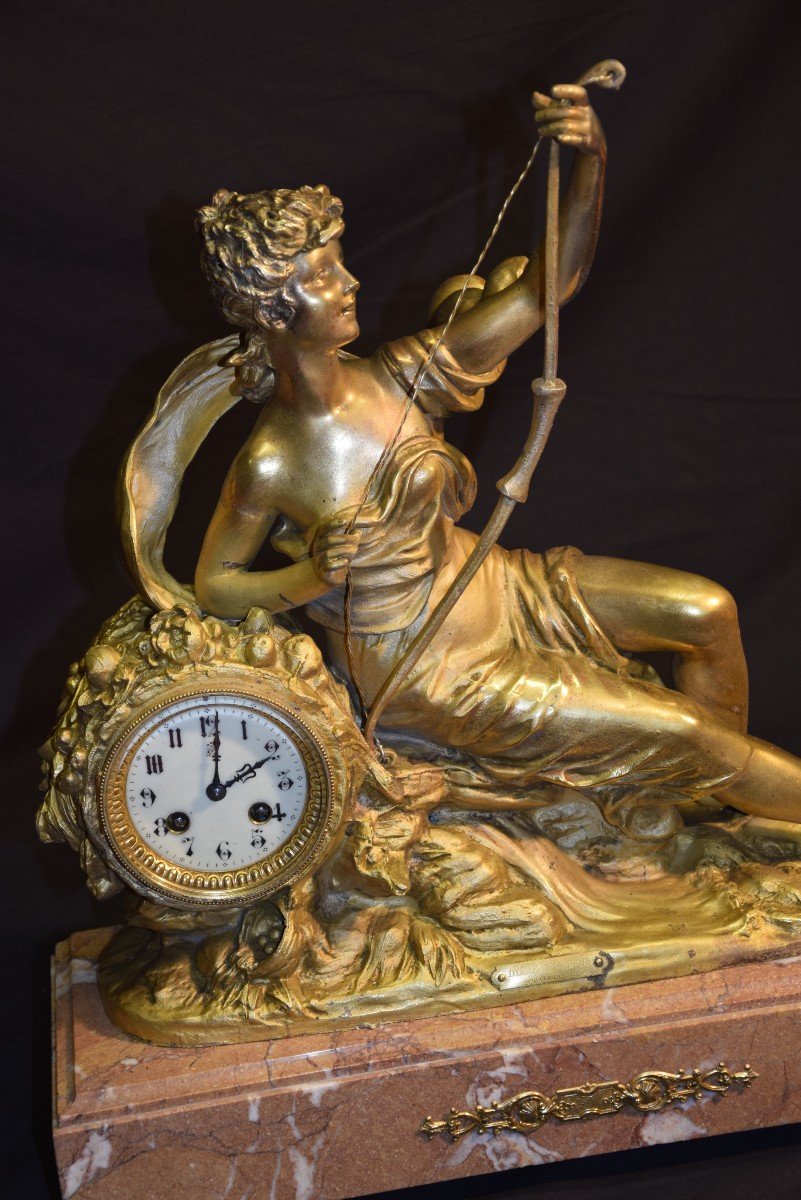 Pendulum In Golden Regulates -diane Au Repos -after Guillemin, Japy Frères Movement-photo-2