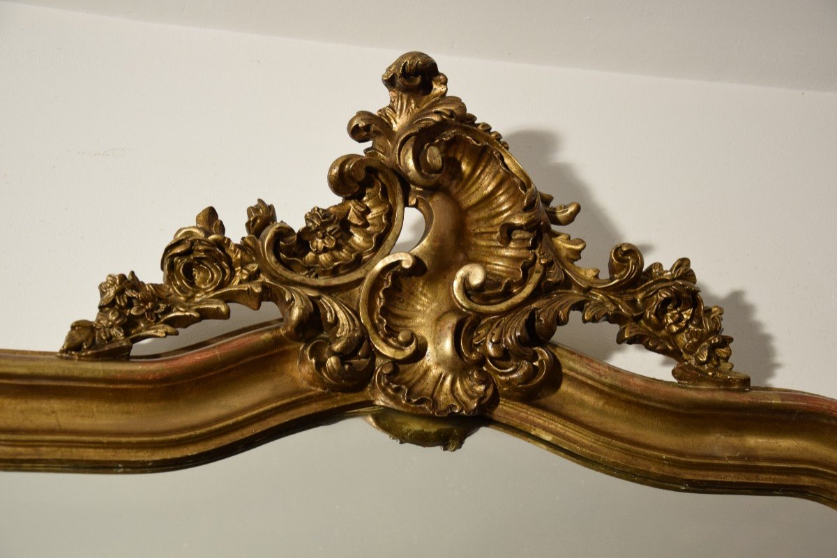 Miroir en bois et stuc doré , style Louis XV- rocaille , époque NIII-photo-3