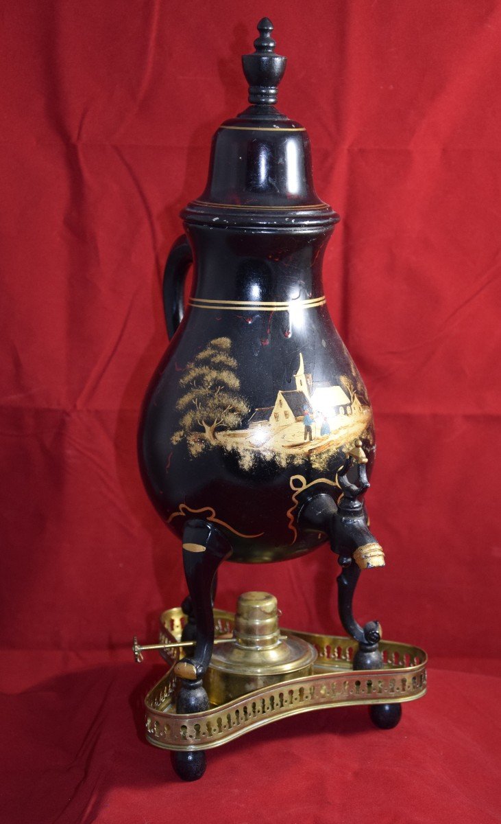 Samovar In Painted Sheet Metal, 19th-photo-3