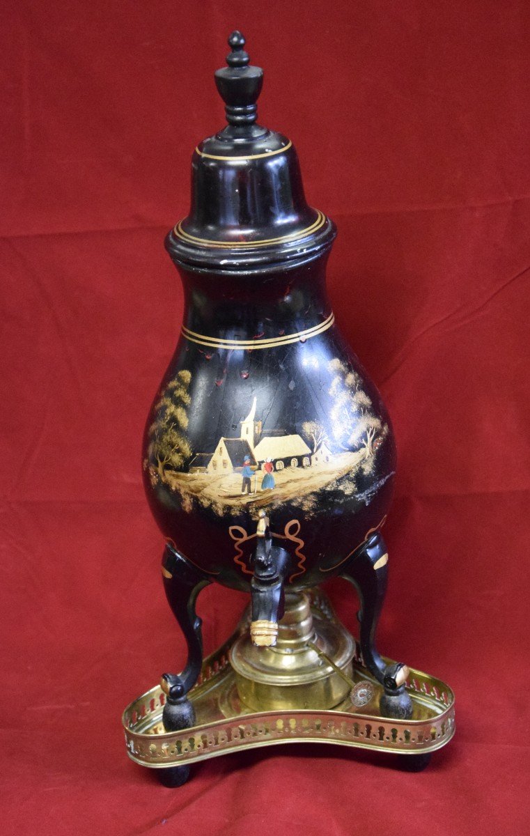 Samovar In Painted Sheet Metal, 19th-photo-4