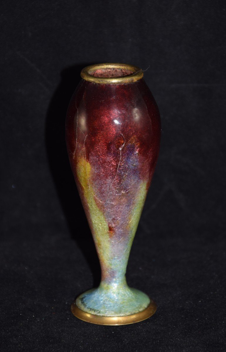 Jules Sarlandie  ( 1874-1934), vase émaillé , Limoges  début XXème