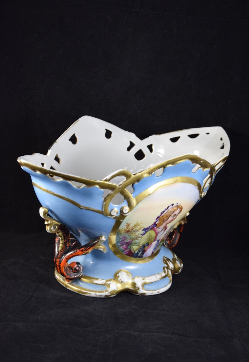 Coupe en porcelaine de Paris , décorateur E. Drouet  , XIXème -photo-2