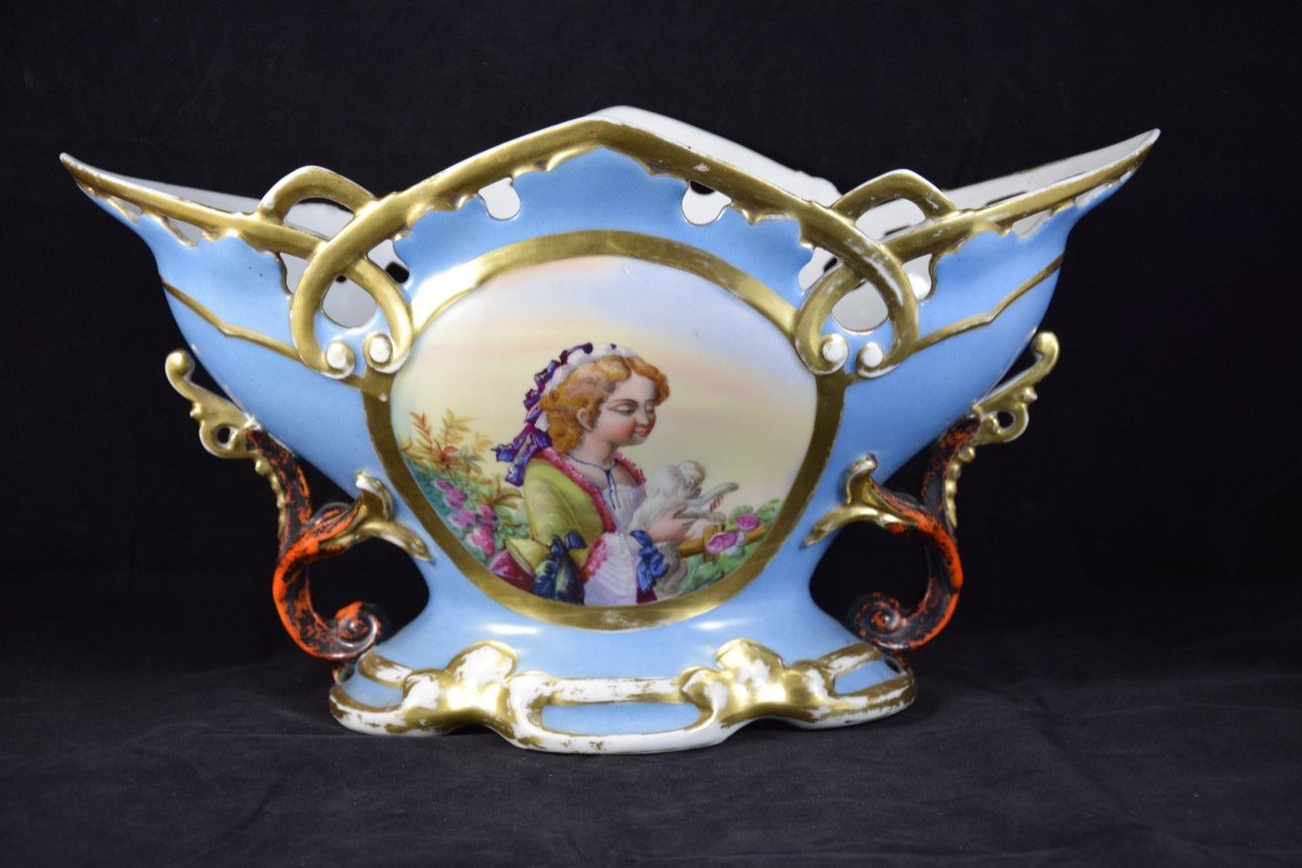 Coupe en porcelaine de Paris , décorateur E. Drouet  , XIXème -photo-3