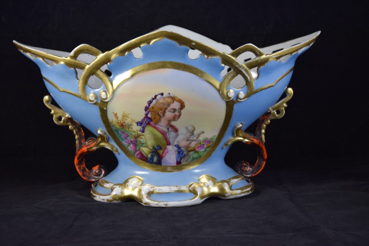 Coupe en porcelaine de Paris , décorateur E. Drouet  , XIXème 