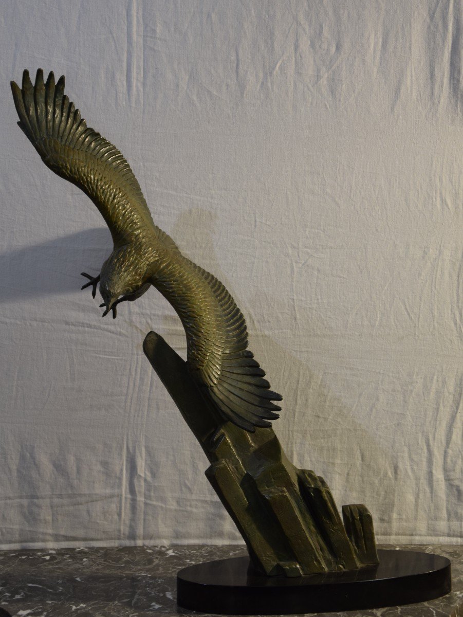 ,Aigle en vol , sculpture en métal  attribuée à RULAS , vers 1930 -photo-2