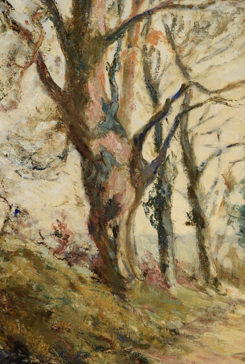 André  Prugent (1882-1965) Paysage automnal en Périgord, grande huile  sur carton-photo-4