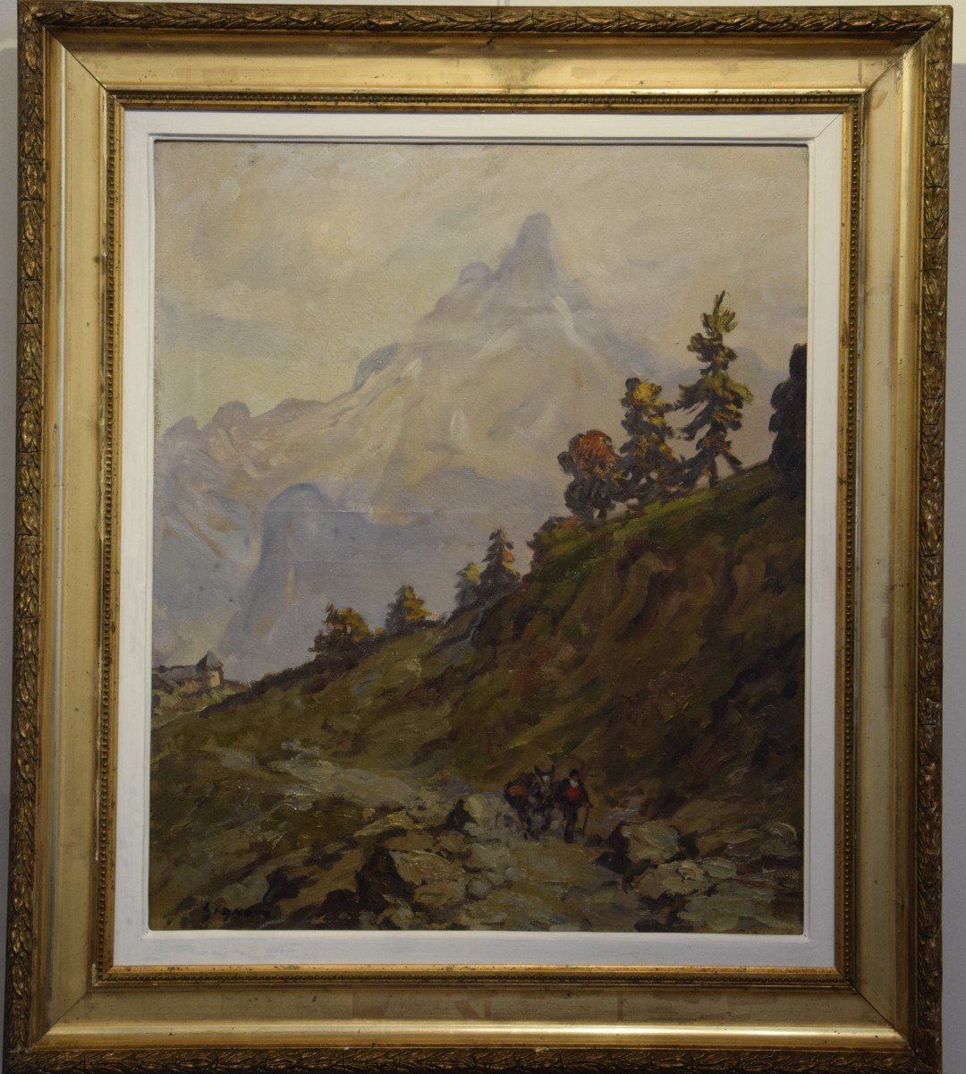Chemin de Montauvert  en Suisse  ,Ludovic Gignoux, huile sur toile-photo-2