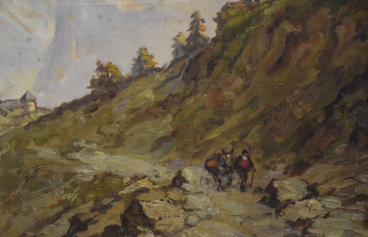 Chemin de Montauvert  en Suisse  ,Ludovic Gignoux, huile sur toile-photo-2
