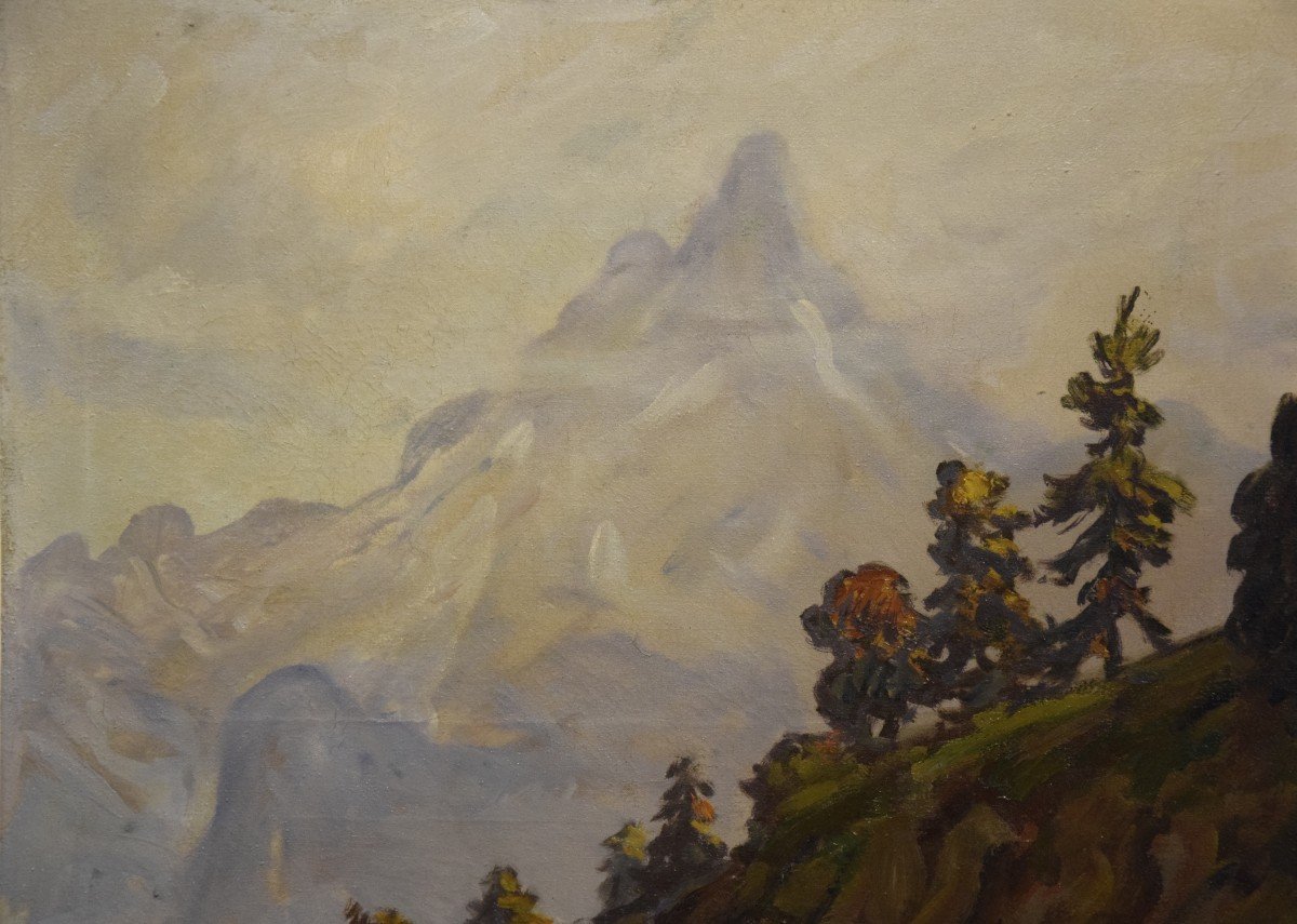 Chemin de Montauvert  en Suisse  ,Ludovic Gignoux, huile sur toile-photo-5