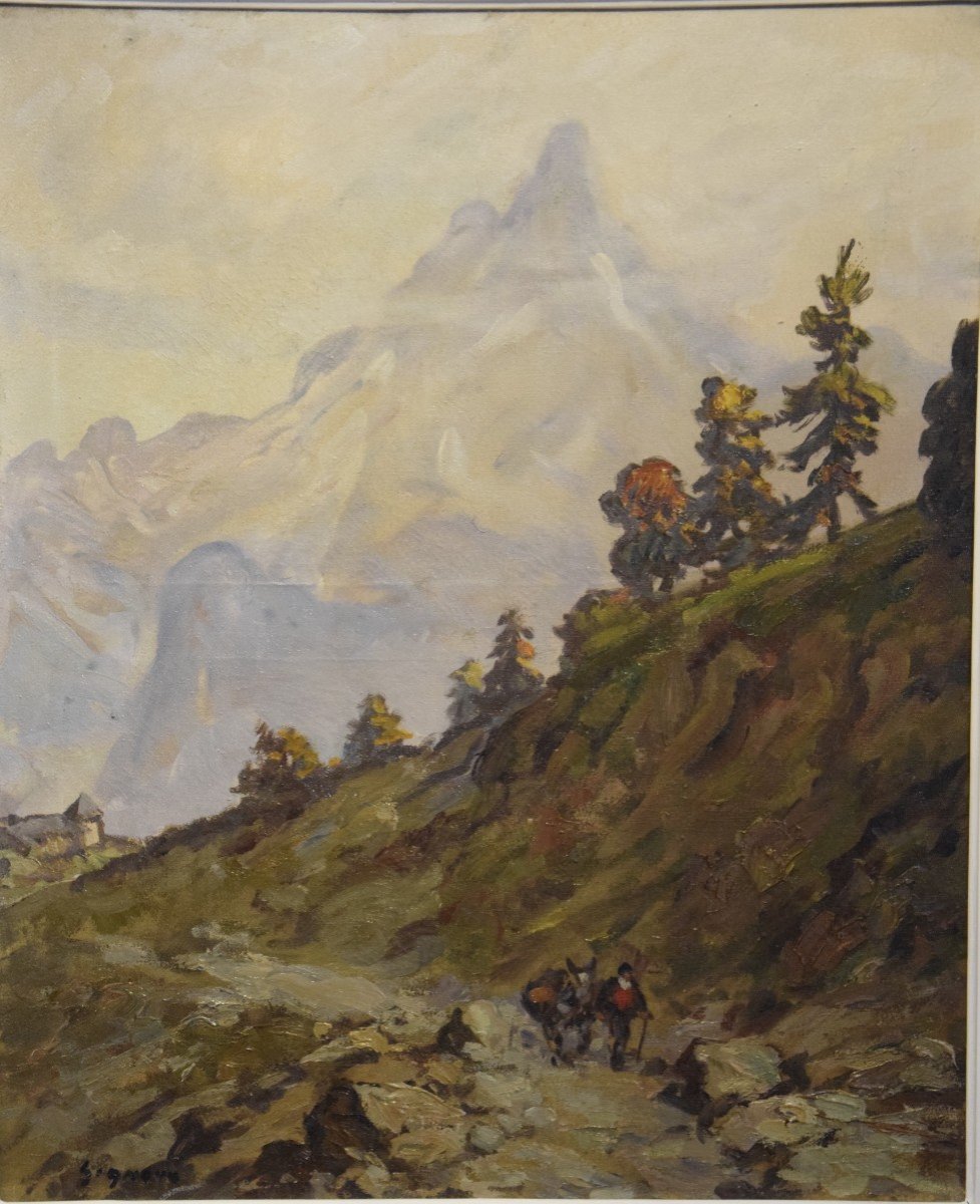 Chemin de Montauvert  en Suisse  ,Ludovic Gignoux, huile sur toile