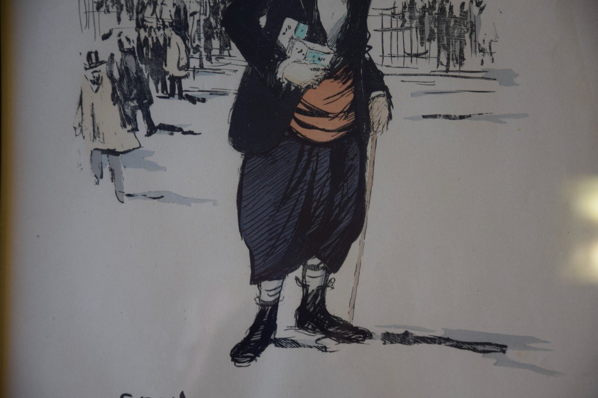 Georges Goursat dit SEM  ( 1863'1934) Lithographie caricaturale . -photo-1