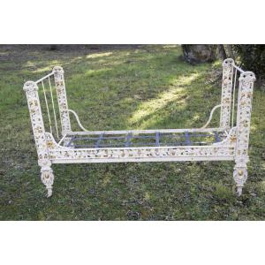 Child's Bed, Bench In Painted Cast Iron, Napoleon III