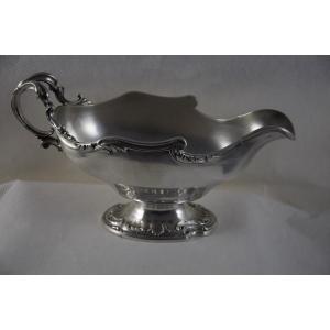 Solid Silver Sauce Boat, Louis XV Style, Minerva Hallmark, Late 19th Century