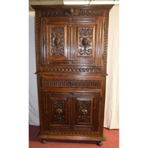 Renaissance Style Cabinet In Carved Walnut.