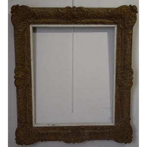 Emile Bouche Frame In Carved And Patinated Wood, Regency Style, 12 F 
