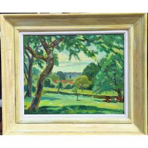 Andre Gaston ( 1884-1970) "paysage De La Creuse "huile Sur Panneau , Ecole De Crozant 