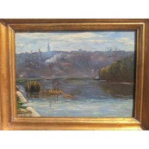 Camille Merlaud (1877–1957), *the Angoulême Plateau As Seen From The Banks Of The Charente*, Oil On Canvas