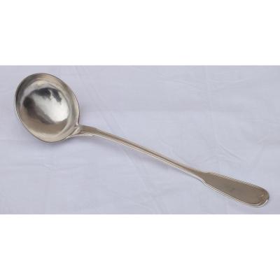 Ladle In Sterling Silver, Model Au Filet, XIX, 260 Grs