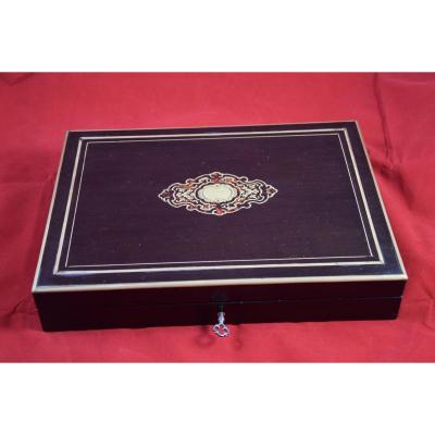 Coffret à jeux en bois noirci et  marqueterie Boulle ,Napoléon III