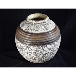 Louis Dage Granite Stoneware Ball Vase, Art Deco
