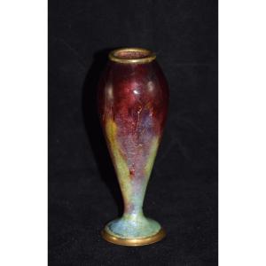 Jules Sarlandie  ( 1874-1934), vase émaillé , Limoges  début XXème