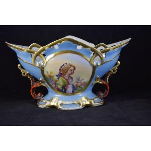 Coupe en porcelaine de Paris , décorateur E. Drouet  , XIXème 