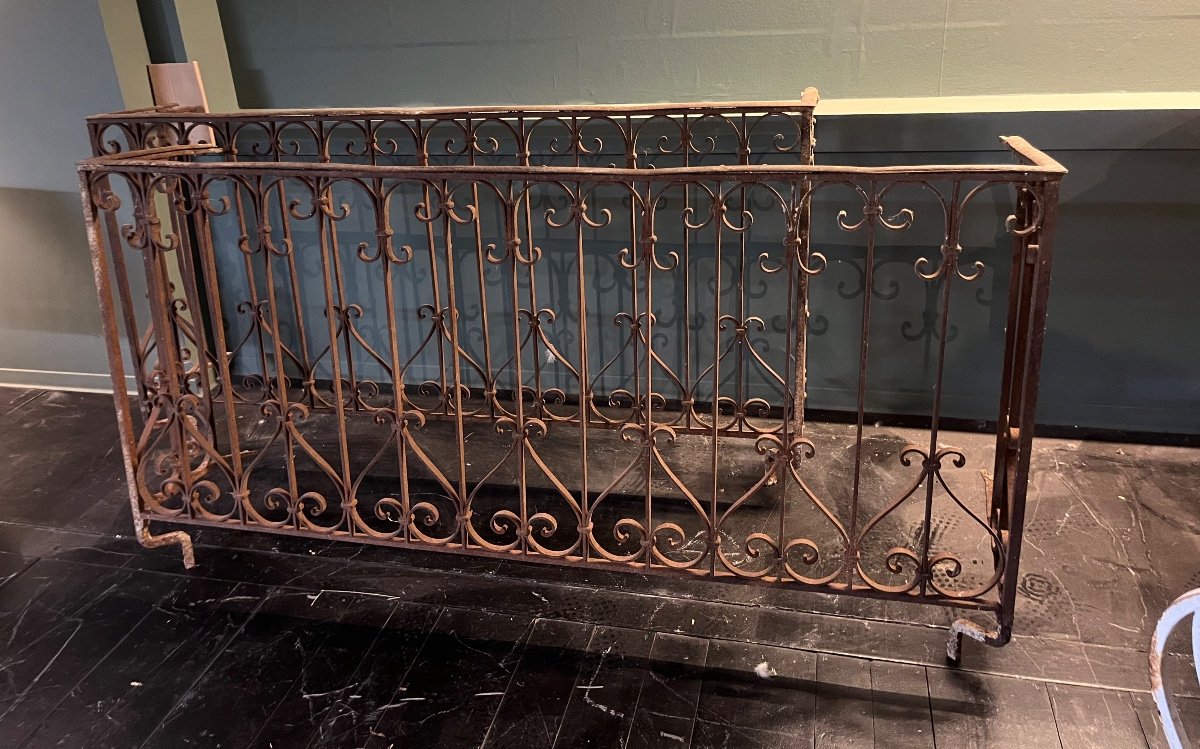  Pair Of Wrought Iron Balcony Railings 