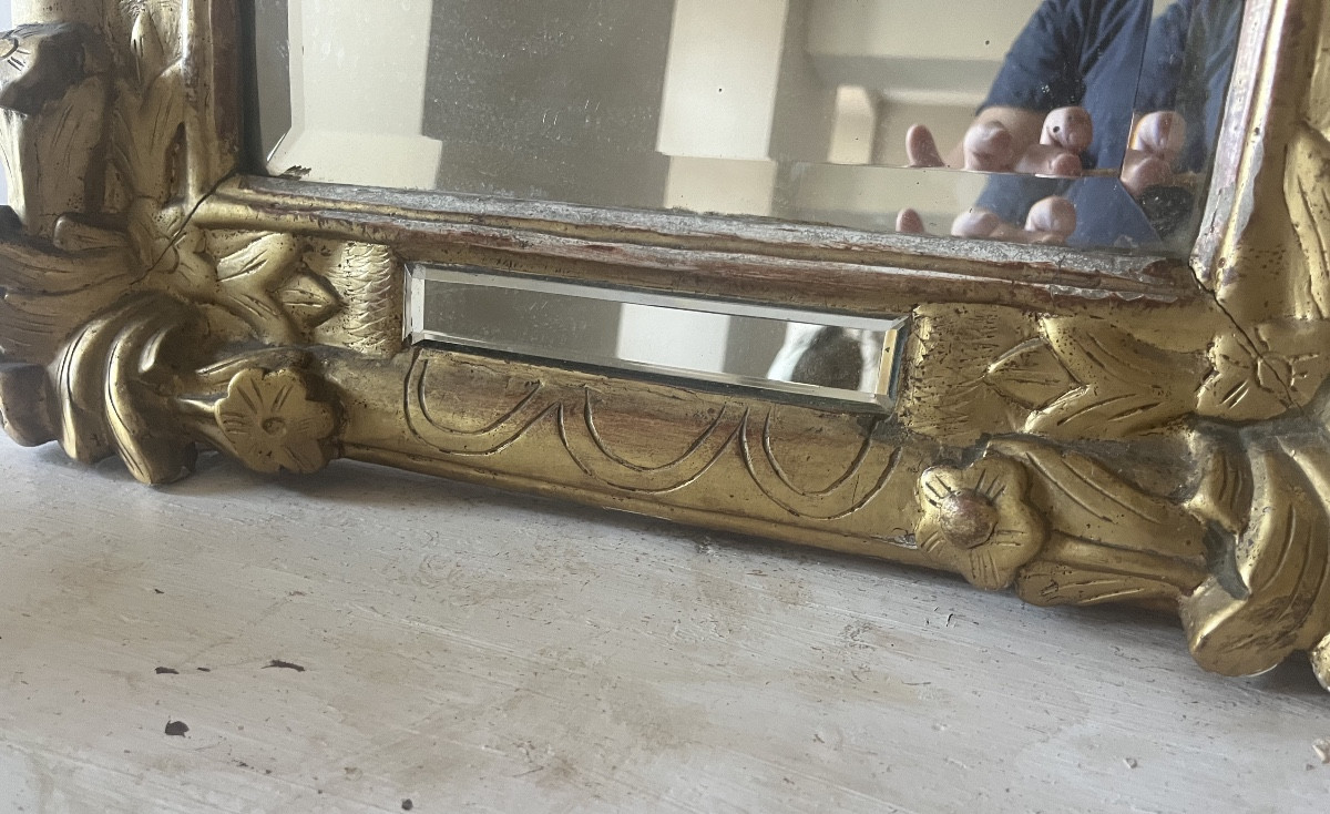 miroir doré à fronton -photo-2