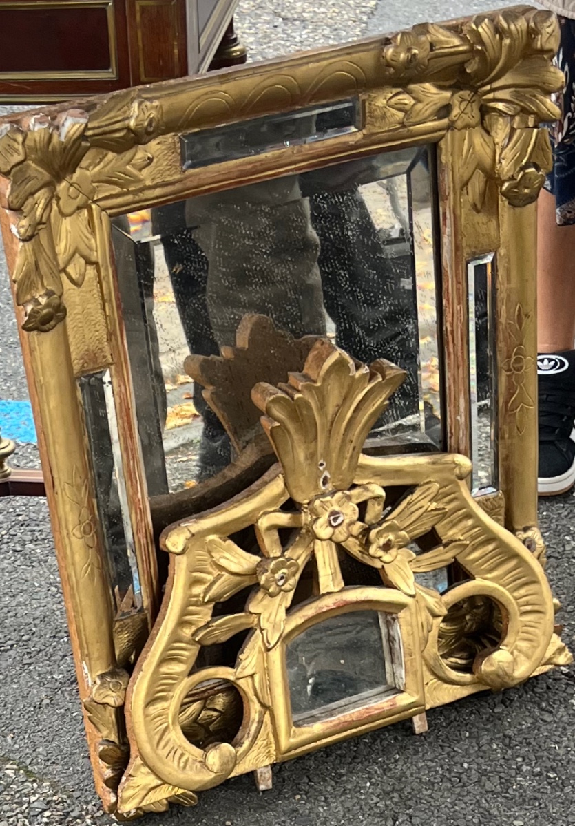miroir doré à fronton -photo-6
