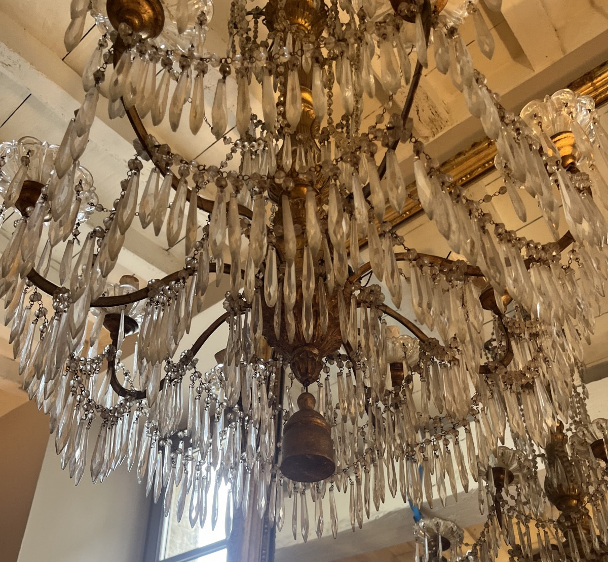 lustre bois et fer doré italien  genovese-photo-2