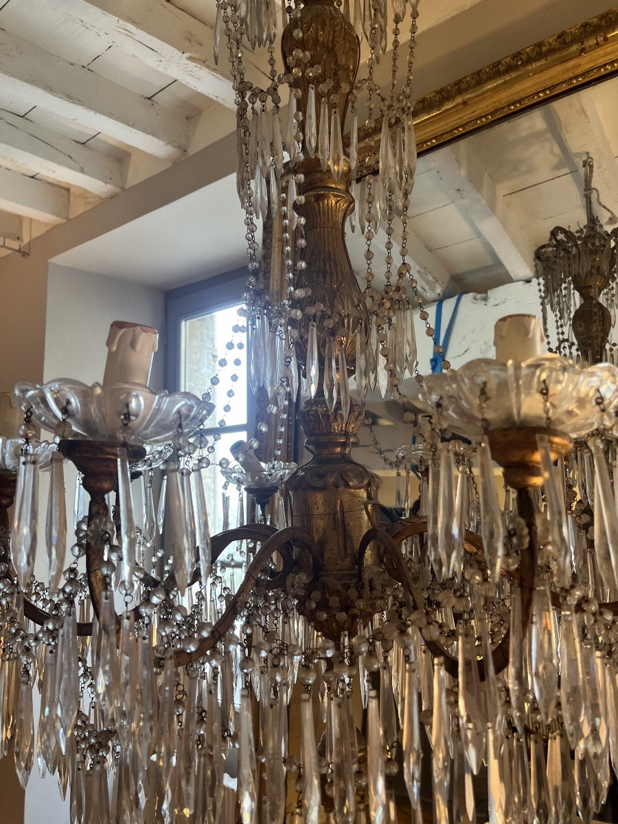 lustre bois et fer doré italien  genovese-photo-3