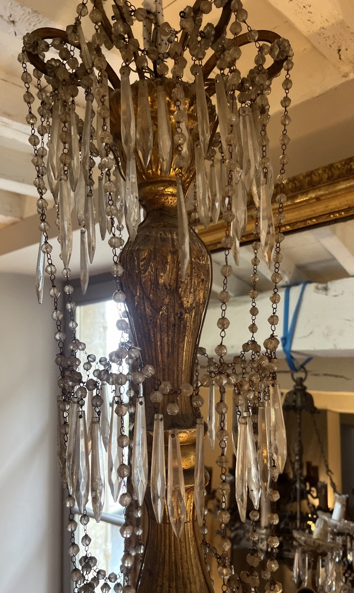 lustre bois et fer doré italien  genovese-photo-4