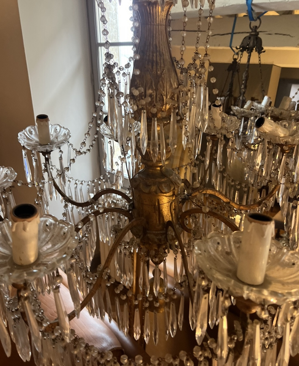 lustre bois et fer doré italien  genovese-photo-2