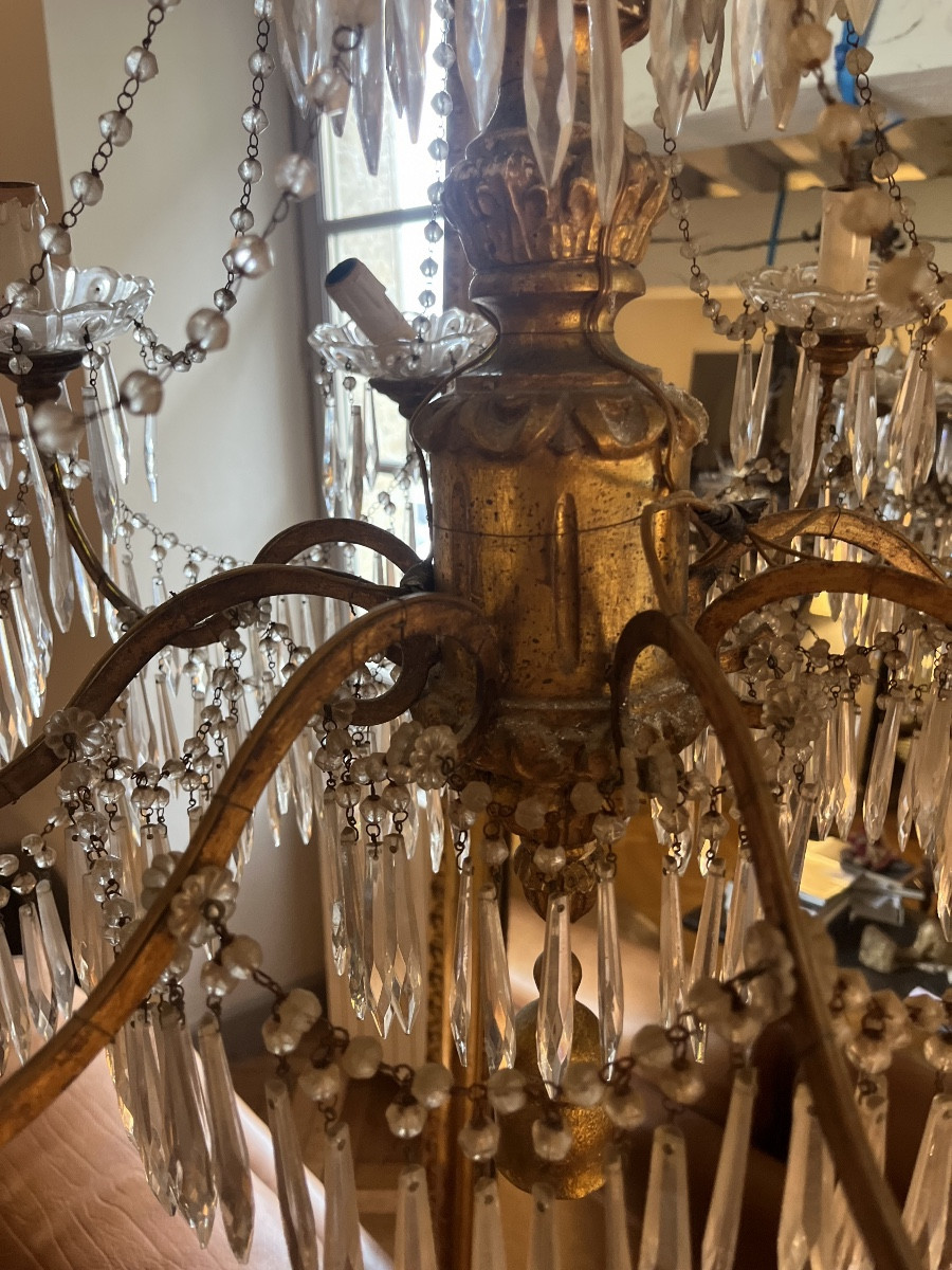 lustre bois et fer doré italien  genovese-photo-3