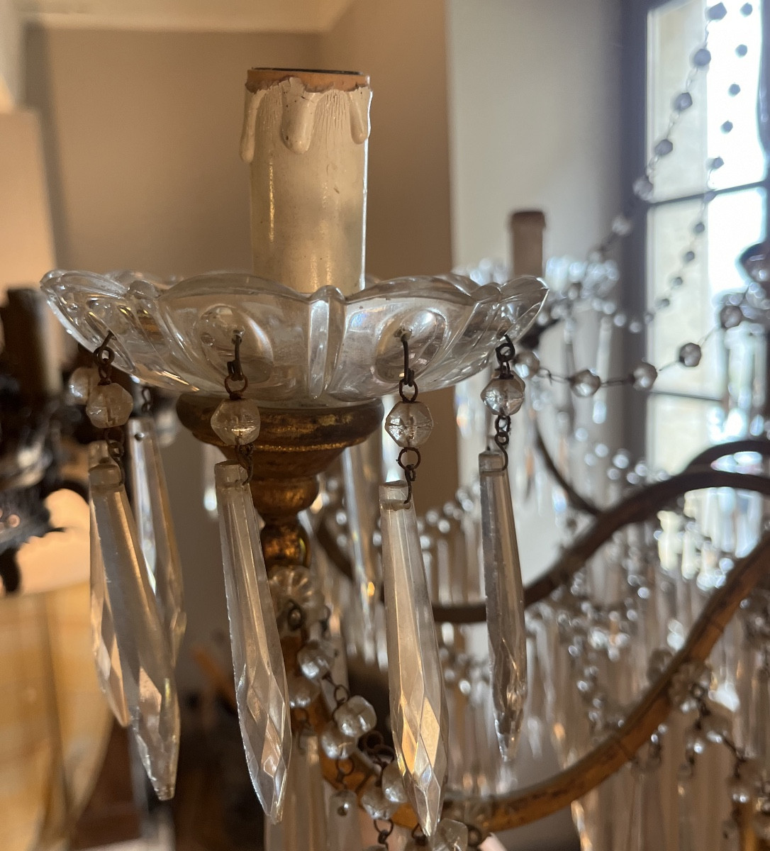 lustre bois et fer doré italien  genovese-photo-4