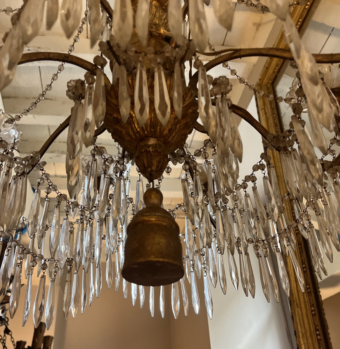 lustre bois et fer doré italien  genovese-photo-6