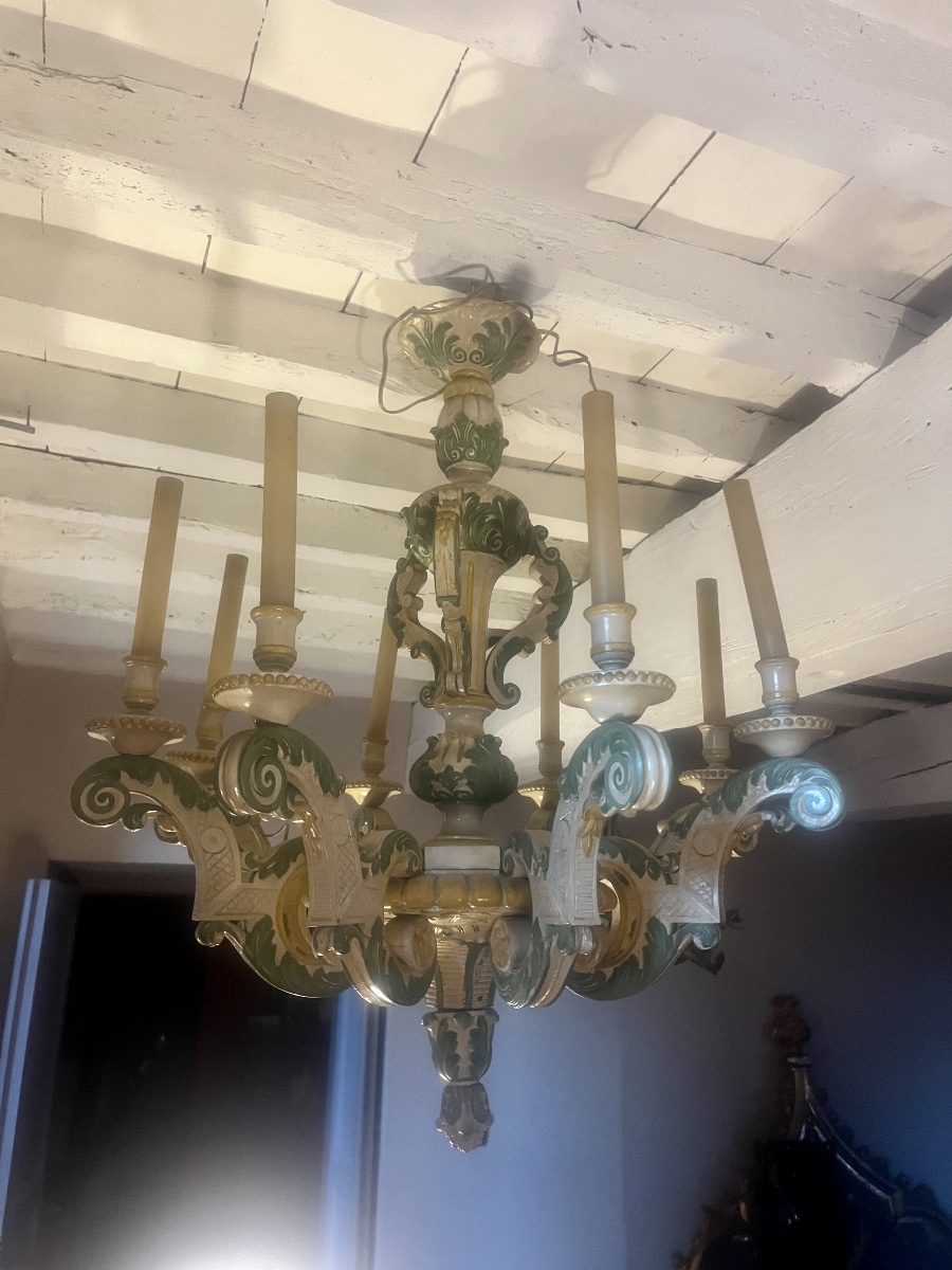 Large Carved Wooden Chandelier In The Louis XIV Style -photo-2