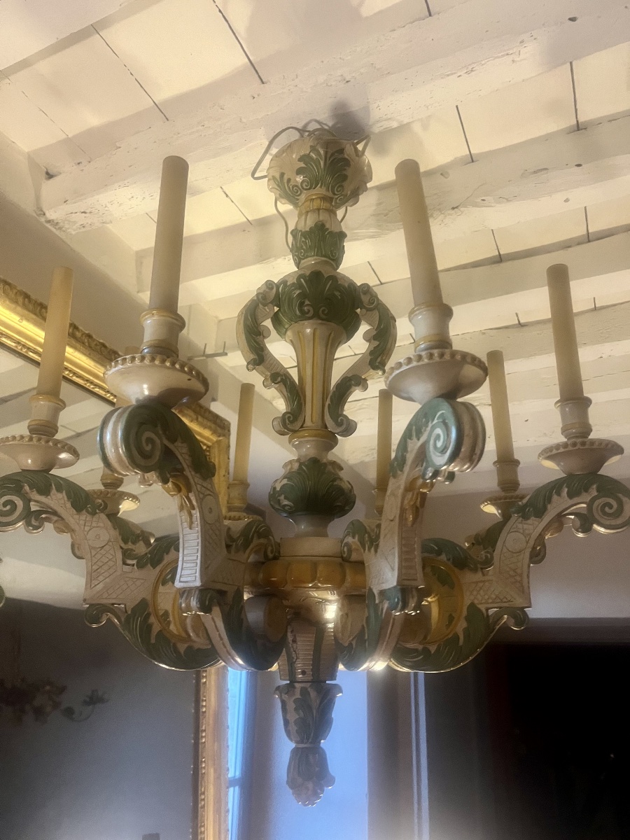 Large Carved Wooden Chandelier In The Louis XIV Style -photo-3