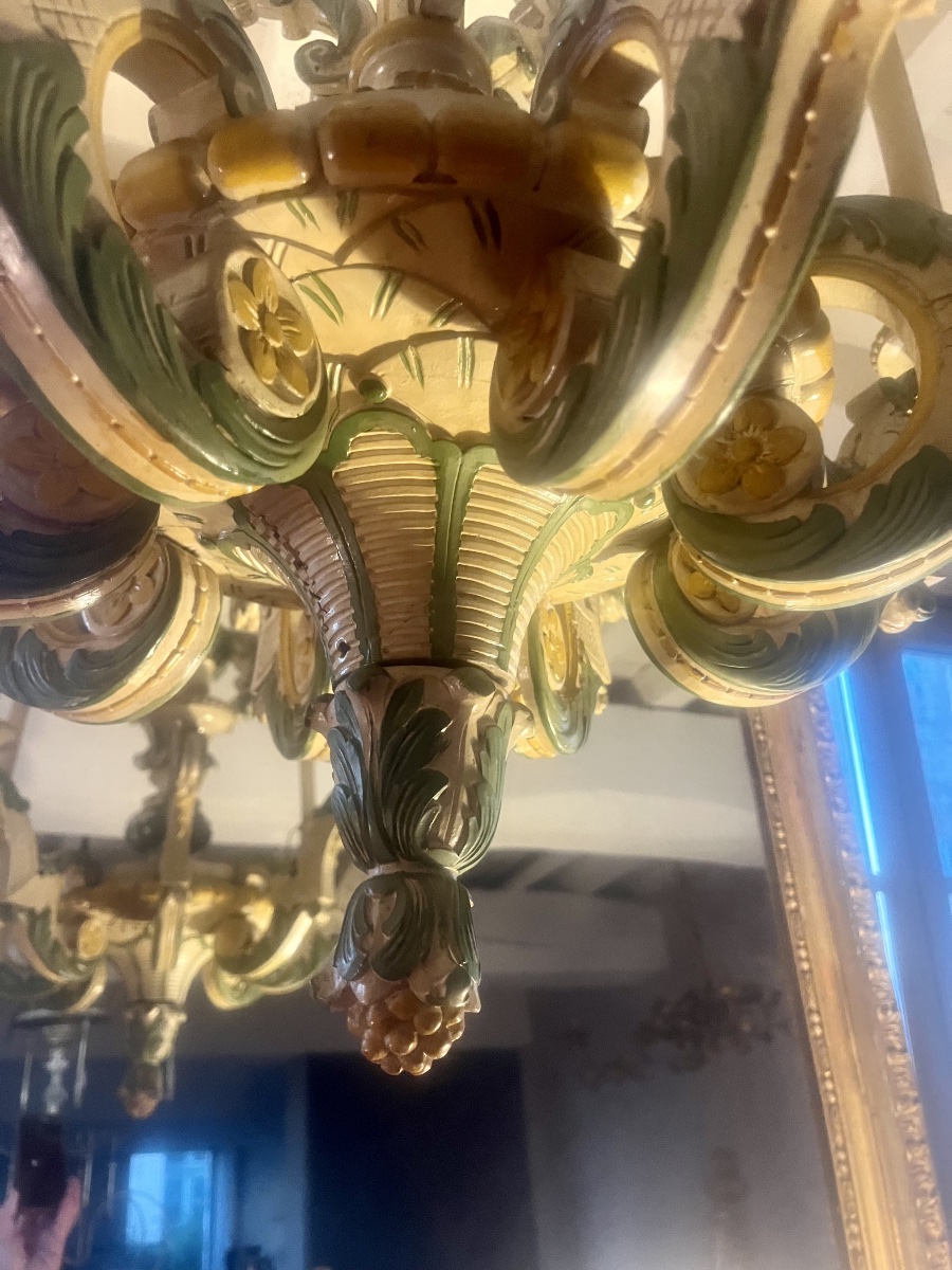 Large Carved Wooden Chandelier In The Louis XIV Style -photo-4