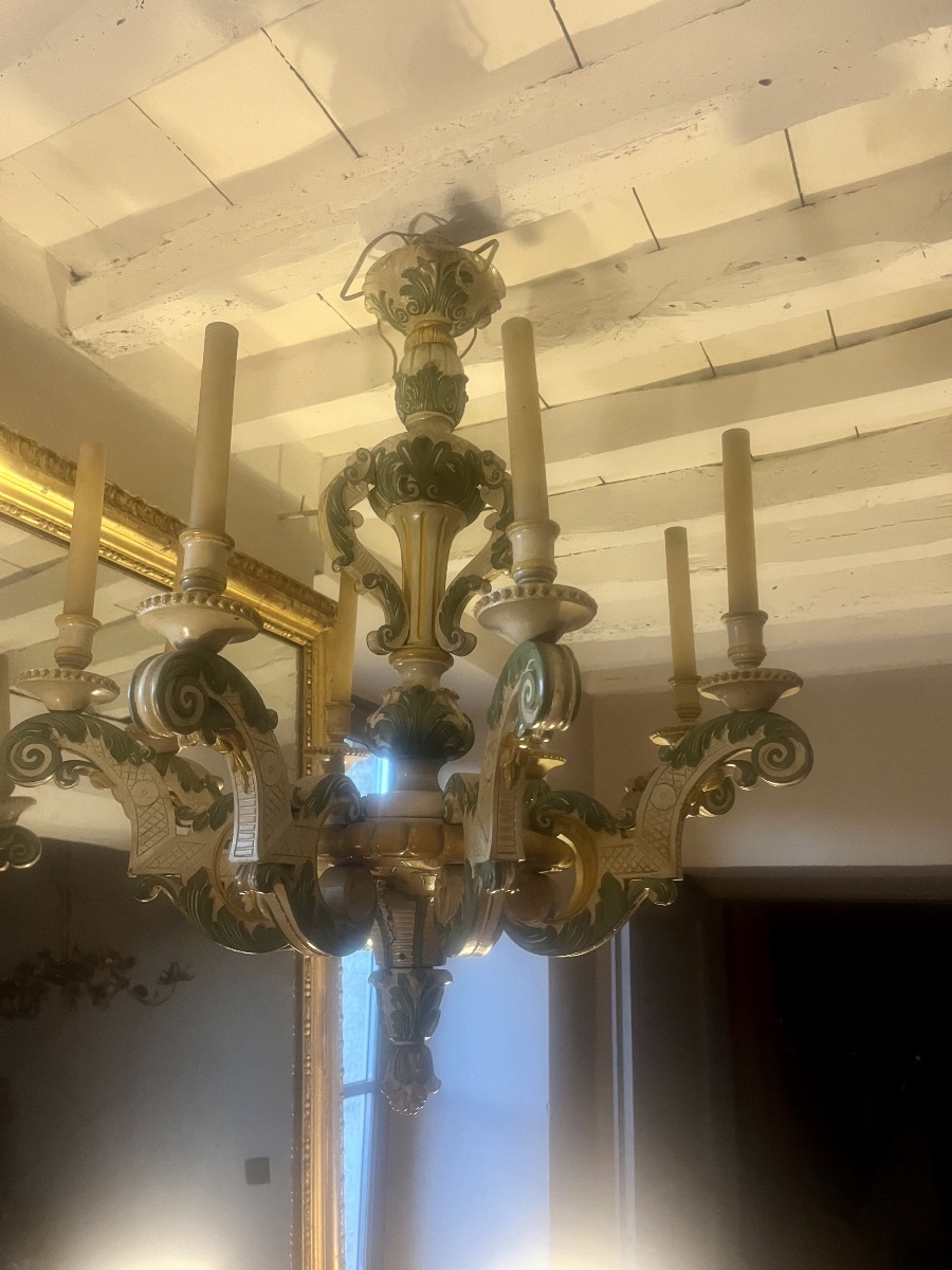Large Carved Wooden Chandelier In The Louis XIV Style -photo-4