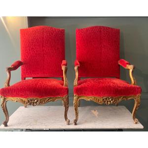 Pair Of Large Regency Style Armchairs