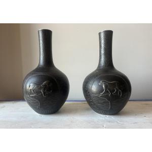 paire de vases en gres 