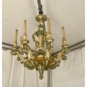 Large Carved Wooden Chandelier In The Louis XIV Style