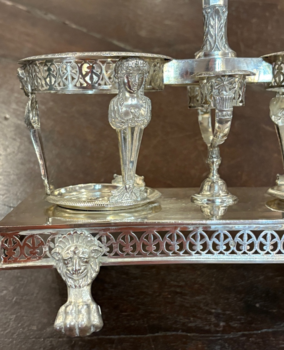 Cruet And Vinegar Cruet 1st Empire Solid Silver -photo-3