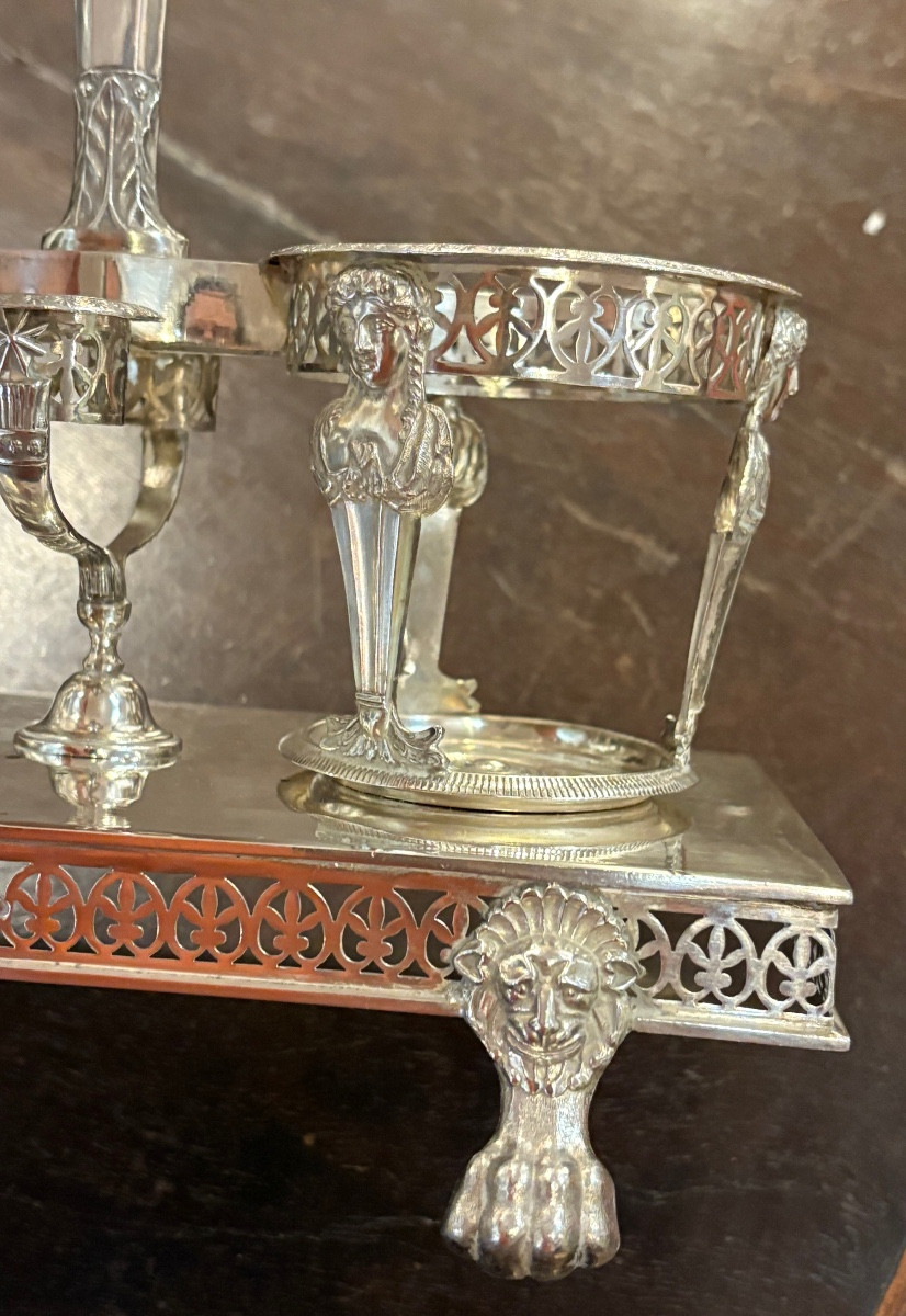 Cruet And Vinegar Cruet 1st Empire Solid Silver -photo-4